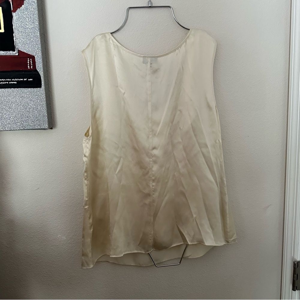 Talbots Silk Cream Asymmetrical Ruffled Blouse - Picture 3 of 8